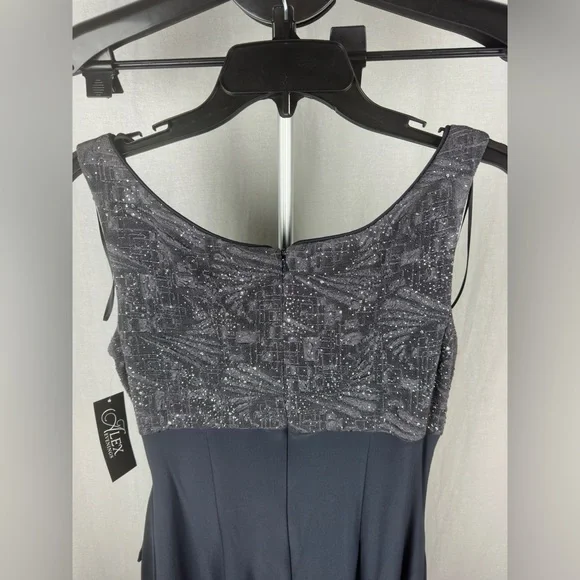 Alex Evenings Long Side Ruched Glitter Jacquard Knit Jersey Gown Size 6 NWT - Picture 11 of 16